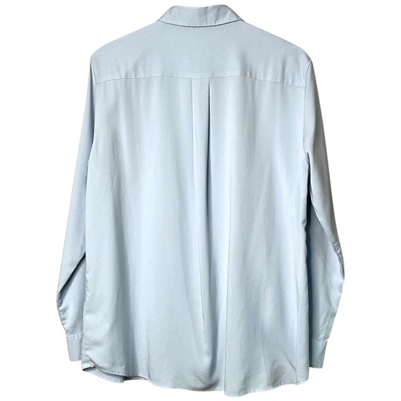 UNIQLO Rayon Pale Blue Long Sleeve Button Front Blouse US Sz XL - Picture 4 of 11